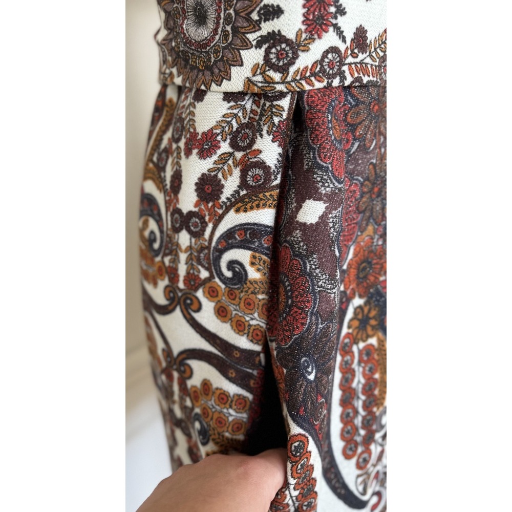 See by Chloé Womens Dress‎ Size 12 Paisley Jacquard Tie Waist Short Sleeve Boho - Picture 6 of 13